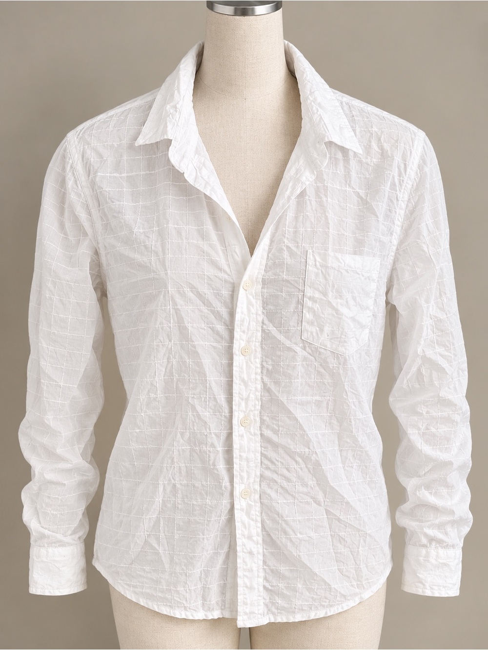 Frank & Eileen White Lightweight Textured Button-Down Shirt